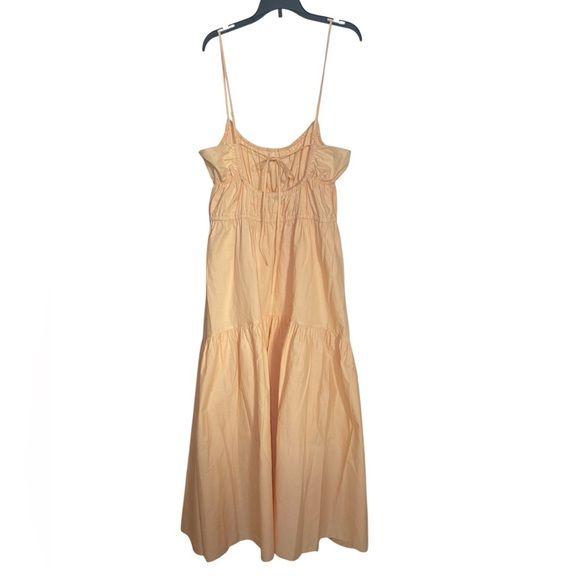 Vince ruched tiered midi dress in peach sz XL - Picture 3 of 12